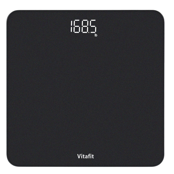 Vitafit digitālie vannas istabas svari, garantēta augsta precizitāte, profesionāli svari kopš 2001. gada, digitālie ķermeņa svari ar skaidru LED displeju un iespēju uzkāpt, 180 kg, sudrabaini melns aerosols
