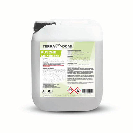 Terra Domi Rusche akmens dušas želeja, 5 l koncentrāts, akmens tīrīšanas līdzeklis līdz 2000 m², tīrīšanas līdzeklis tīrām celiņiem un laukumiem, celiņu tīrīšanas līdzeklis, bioloģiski noārdāms