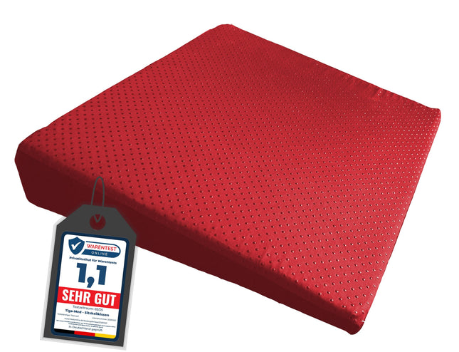 Tiga-Med sēdekļa spilvens | Neslīdošs Premium sēdekļa ķīļveida spilvens | īpaši izturīgs un dimensijās stabils | 3 krāsas | mazgājams | Automašīnas sēdekļa spilvens | Bērnu sēdeklis | Neslīdošs ķīļveida spilvens (sarkans)
