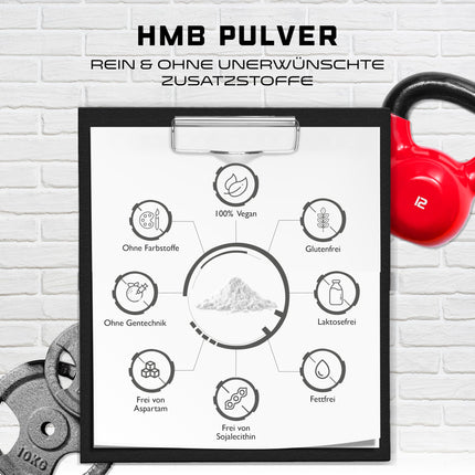 HMB - 500 g pulveris - augsta tīrības pakāpe - beta-hidroksibetametilbutirāta aminoskābe - laboratoriski pārbaudīts - vegāns