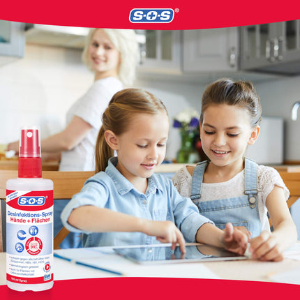 SOS dezinfekcijas aerosols, 2 x 100 ml smidzināšanas pudeles, roku dezinfekcija pret 99,99% baktēriju, sēnīšu un vīrusu*, piemērots virsmu un priekšmetu dezinfekcijai