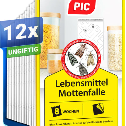 PIC pārtikas kožu slazds — 12 pārtikas kožu slazdi — kožu slazds ar feromonu ideālam efektam — kožu slazds ar barību — efektīvi lipīgi slazdi pārtikas kožu invāzijas atklāšanai