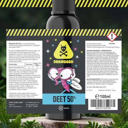 DEET 50% odu atbaidītājs un ērču atbaidītājs - odu atbaidītājs tropu un āra lietošanai - kukaiņu atbaidītājs pret odiem, ērcēm un odiem - 100ml