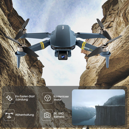 Bezkontaktu īpaši izturīgais salokāms kvadrokoptera drons iesācējiem – vairāk nekā 40 minūšu lidojuma laiks, Wi-Fi FPV drons ar 120° platleņķa 4K HD kameru, bezkontaktu motoru, F89-DE-240611-2