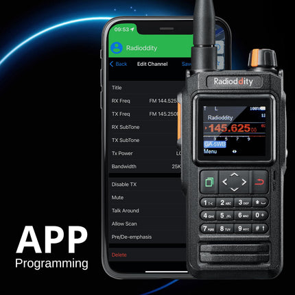 Radioddity GA-5WB IP67 rokas divvirzienu rācija, divu joslu amatieru rācija ar tāldarbības rādiusa programmēšanu, gaisa joslas diapazons, krāsu ekrāns, GPS un APRS, USB uzlādējama ar 2600mAh akumulatoru