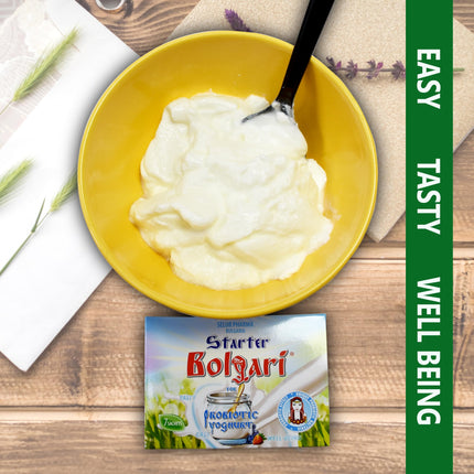Bolgari jogurta fermentācijas probiotika. Pašdarināts jogurta pulveris. Jogurta kultūras Lactobacillus bulgaricus un Lactobacillus rhamnosus. 7 paciņas dabīgā jogurta. Ierauga kultūra jogurta ražotājiem (1)