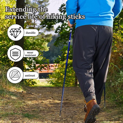 KHDULQ 4 gabalu pārgājienu nūjas uzgaļa gumijas buferis, nūjošanas nūjas gumijas buferis, oglekļa šķiedras alpīnisma nūjas uzgaļa uzgaļa rezerves uzgalis, pārgājieniem, pārgājieniem, asfalta, grants kalnos