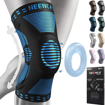 NEENCA Kniestütze, Komprimierte Kniebandage mit Patella Gel Pads & Feder Seitenstabilisatoren, Medizinischer Knieschützer für Laufen, Meniskusriss, Arthritis, Gelenkschmerzlinderung, ACL, Erholung