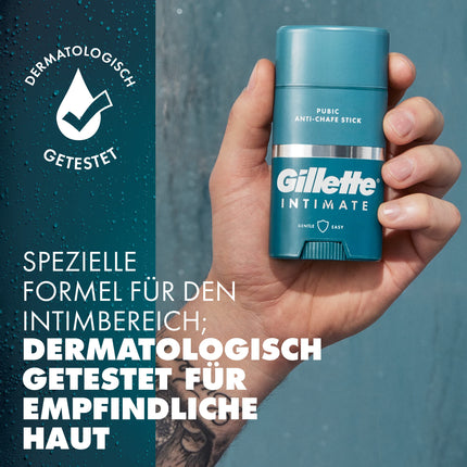 Gillette Intimate Intimate Care pretnobrāzumu zīmulis, samazina berzi un ādas kairinājumu intīmajā zonā, zīmulis pret nobrāzumiem, viegli uzklājams, dermatoloģiski pārbaudīts, dāvana vīriešiem