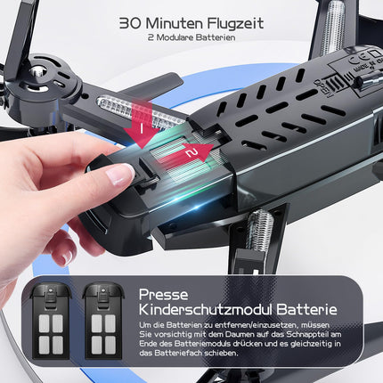 Wipkviey drons ar 1080P HD kameru, T6 FPV RC kvadrokopters ar 2.4G WiFi transporta tiešraides video, augstuma noturēšana, bezgalvas režīms, 2 baterijas, 28-32 minūšu lidojuma laiks, pieaugušajiem iesācējiem