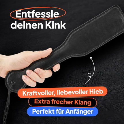 Obaie BDSM airēšanas rotaļlieta seksam - BDSM pēršanas rotaļlieta no mākslīgās ādas, izgatavota no Sinful - 32 cm seksa rotaļlieta, pēršanas rotaļlieta BDSM pāriem, sievietēm un vīriešiem - melna airēšanas rotaļlieta SM - airēšanas rotaļlieta SM