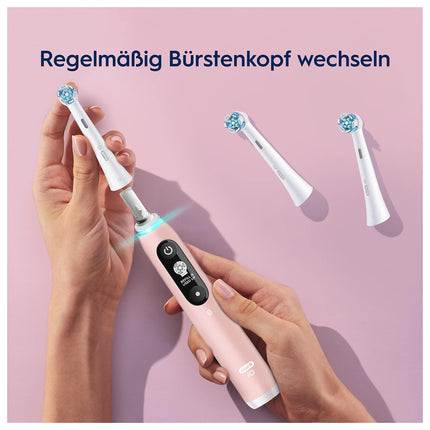 Oral-B iO maigi tīrošas birstes uzgaļi elektriskajai zobu birstei, 6 uzgaļu iepakojums, maiga zobu tīrīšana, zobu birstes uzgalis Oral-B iO zobu birstēm, iepakojums, kas piemērots ievietošanai pastkastītē