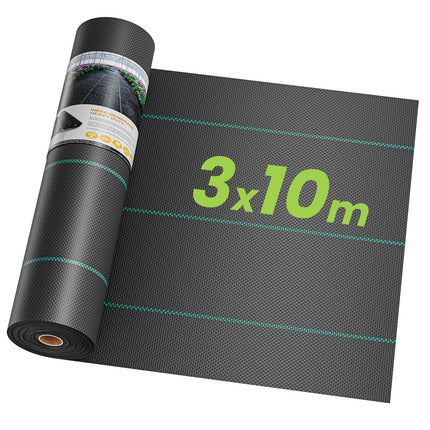 OUNUO 3mx10m nezāļu apkarošanas audums dārza flīss 90g/m², nezāļu apkarošanas audums, plīstošs lentes audums, ruļļa nezāļu plēve, ūdenscaurlaidīga un ar augstu UV stabilitāti