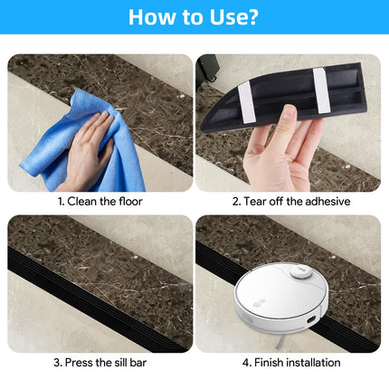 Durvju sliekšņa rampa robotizētiem putekļsūcējiem, silikona sliekšņa rampa visiem robotizētu putekļsūcēju piederumiem, izturīga konstrukcija un ērta lietošana (melna, 69 cm)