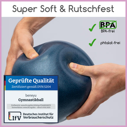 beneyu ® neslīdoša un īpaši viegla mīksta Pilates bumba - vingrošanas bumba maza - 23 cm + vingrinājumi