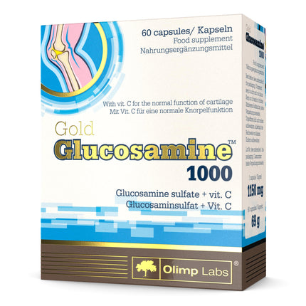 Olimp Labs Glucosamine 1000-60 kapsulas - uztura bagātinātājs kapsulu veidā ar glikozamīna sulfātu un C vitamīnu