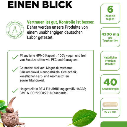 Glikomanāns no konjaka saknes - 240 kapsulas - augsta deva ar 4200 mg dienā - optimizēta ar hromu - vegāns