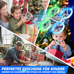 Mini drons ar HD 720P kameru bērniem, tālvadības drons ar LED gaismām, kvadrokopters ar 3D pagriezieniem, bezgalvas režīmu un 3 baterijām, 21 minūtes ilgs lidojuma laiks, rotaļu drons-helikopters bērniem un iesācējiem