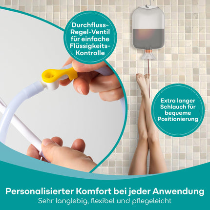 Vidējas klases klizmas komplekts intīmai tīrīšanai mājās - 2 litru ietilpība - klizmas komplekts ar atkārtoti lietojamu piederumu, instrukciju, pārnēsājamu maisiņu un citām lietām - 100% caurspīdīgs