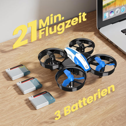 Holy Stone HS210 mini drons bērniem, RC kvadrokoptera nano drons ar 3 baterijām, 21 min. Ilgs lidojuma laiks, automātiska augstuma noturēšana, 360° rotācija, bezgalvas režīms, iedarbināšana ar vienu taustiņu, dāvana iesācējiem telpās, zila, C0
