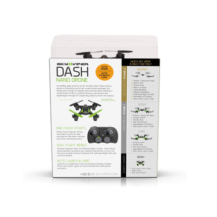 Sky Viper Dash Nano drons melns/zaļš, 2 x 2 x 0,7 collas