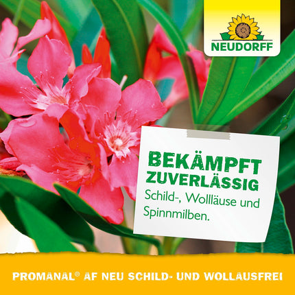 Neudorff Promanal AF New Scale and Mealybug Free – apkaro zvīņas un miltu blaktis, kā arī zirnekļu ērces uz cietlapu dekoratīvajiem augiem, piemēram, oleandriem un olīvām, 500 ml, krāsains