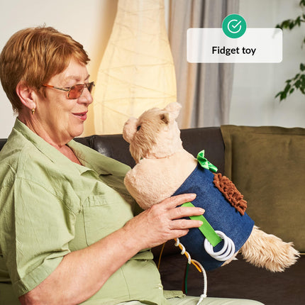 Modinātāja un haptiskās atmiņas sega pieaugušajiem un senioriem ar Alcheimera slimību | Twiddle Muff rotaļlieta un sega pacientiem ar demenci | Ligzdošanas spilveni un ligzdošanas segas kā aktivitātes cilvēkiem ar demenci