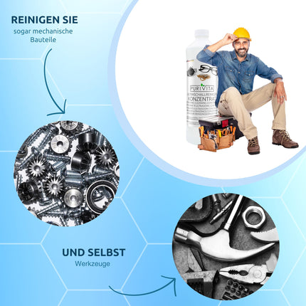 PURIVITA® ultraskaņas tīrīšanas koncentrāts [500 ml] - tīrīšanas līdzeklis ultraskaņas ierīcēm - tīrīšanas šķidrums ultraskaņas tīrītājiem - ultraskaņas tīrīšana brillēm, rotaslietām, zobiem un monētām