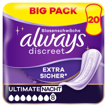 Always Discreet urīna nesaturēšanas ieliktnīši sievietēm Ultimate Night 20 gabali