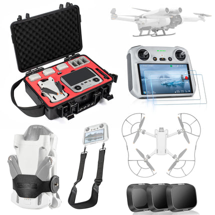 STARTRC Mini 3 Pro piederumu komplekts, 7 vienā ūdensnecaurlaidīga soma, HD stikls, filtrs, propellera turētājs, propellera aizsargs, aukla, nolaišanās mehānisms DJI Mini 3 Pro dronam (bez drona un kontroliera)