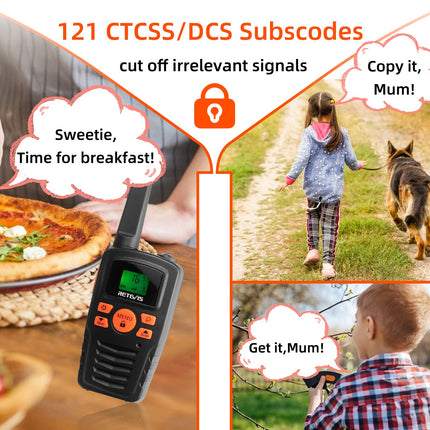 Retevis RA635 rācija, liela darbības rādiusa PMR446 rācija pieaugušajiem, bērniem, 16 kanāli, CTCSS/DCS, VOX, LED lukturītis, bezmaksas dāvanas Lieldienu slēpošanai, āra aktivitātēm