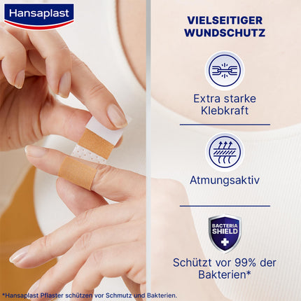 Hansaplast Classic plāksteri (2 m x 6 cm), griežami brūču plāksteri ar īpaši spēcīgu līmi un baktēriju aizsargu, elastīgs un elpojošs pārsējs