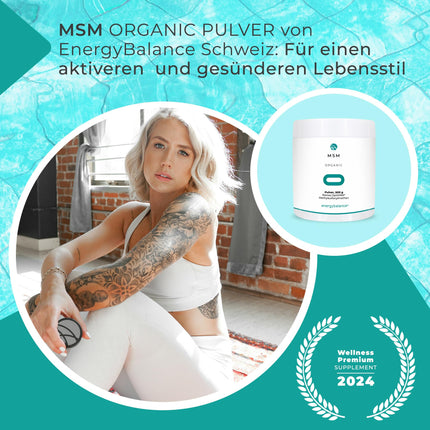 EnergyBalance OptiMSM - 100% tīrs pulveris, augsta deva, dabīgs, metilsulfonilmetāns - bez cukura, bez piedevām - Šveices kvalitāte - 500 g