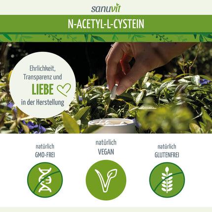 Sanuvit® - NAC | 180 kapsulas | Augsta deva | N-acetil-L-cisteīns ​​| Augsta biopieejamība un panesamība | Vegāns | Ražots Austrijā (180 gabali, 800 mg)