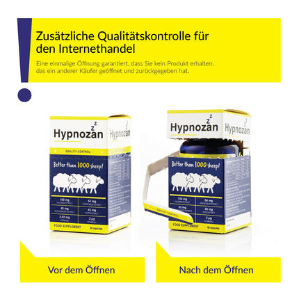 Hypnozan - Tabletes labākam miegam Miega zāles pieaugušajiem 60 mierīgas naktis - 60 gaiši rīti Laboratorijā pārbaudīts Tikai 1 tablete pirms gulētiešanas (aktīvās tabletes)