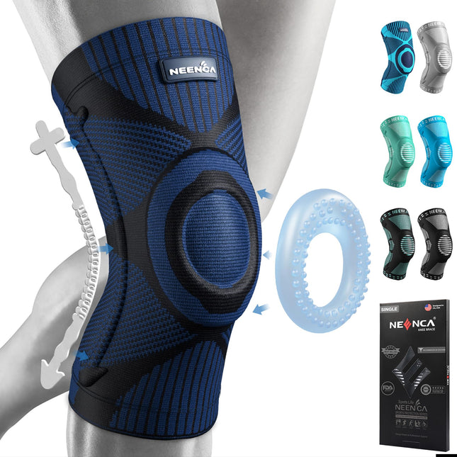 NEENCA Kniestütze, Komprimierte Kniebandage mit Patella Gel Pads & Feder Seitenstabilisatoren, Medizinischer Knieschützer für Laufen, Meniskusriss, Arthritis, Gelenkschmerzlinderung, ACL, Erholung