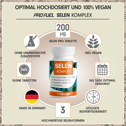 Selēna augstas devas 365x Selēna 200µg tabletes - Selēna komplekss no 3 augstas kvalitātes selēna avotiem: selēna rauga, selenometionīna un nātrija selenīta, bez nevēlamām piedevām, 100% vegānisks