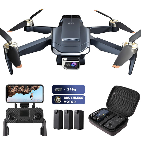 Izturīgs bezkontaktu motora drons ar 84 minūšu īpaši ilgu lidojuma laiku, drons ar 4K HD kameru iesācējiem, CHUBORY A77 WiFi FPV kvadrokopters, sekošanas režīms, automātiska nolaišanās, 3 baterijas, pārnēsāšanas soma