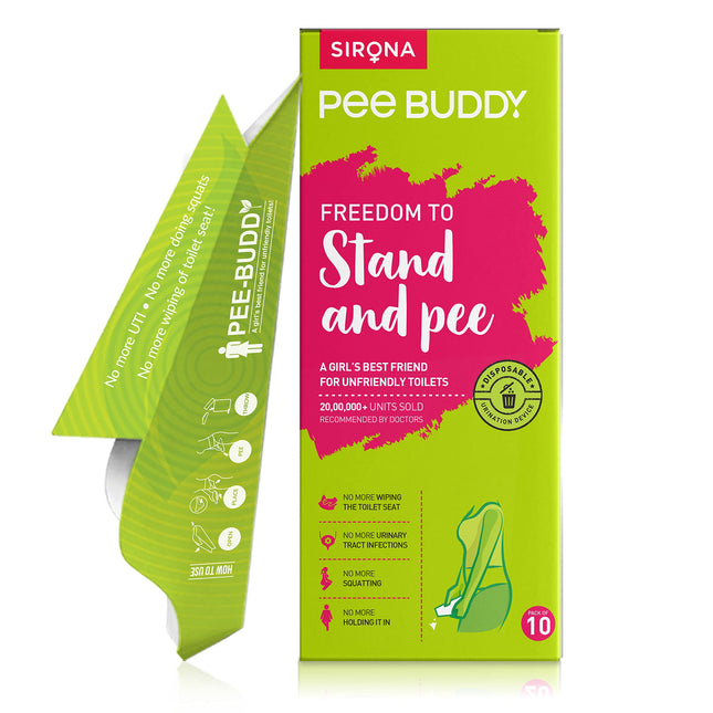 PEE BUDDY kartona pisuāra urinēšanas piltuve sievietēm, urinēšanai stāvus, urinēšanas palīglīdzeklis sievietēm, antibakteriāls, 10 urinēšanas piltuves sievietēm