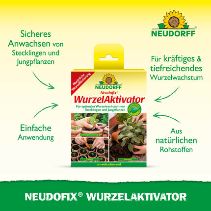 Neudorff Neudofix sakņu aktivators – dabīgs sakņu aktivators optimālai un ātrai spraudeņu un jaunu augu sakņu augšanai, 40 g, daudzkrāsains