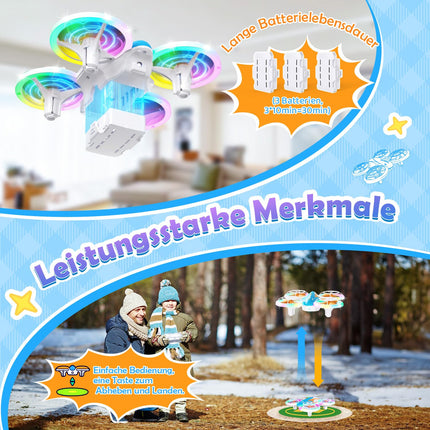 Zookao mini drons bērniem no 6+ gadu vecuma, Ziemassvētku dzimšanas dienas dāvanas bērniem. Tālvadības RC lidmašīnas mini drons bērniem un iesācējiem. Kvadrokopters ar LED gaismām.