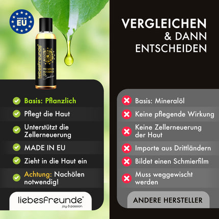 liebesfreunde® PREMIUM masāžas eļļa patīkamām masāžām - Erotiska masāžas eļļa, 150 ml