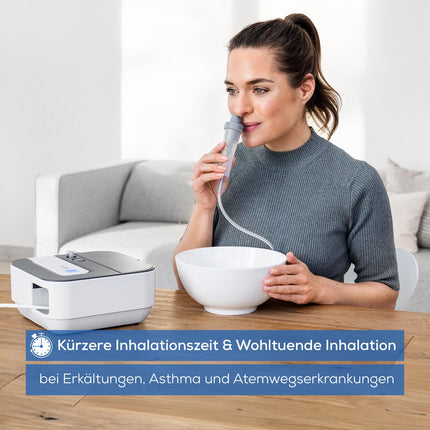 Beurer IH 28 Pro inhalators, smidzinātāja komplekts ar augstas kvalitātes silikona maskām un deguna dušu, augsta smidzināšanas veiktspēja, inhalācijas ierīce elpošanas terapijai, bērniem un pieaugušajiem