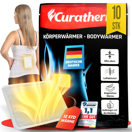 CURATHERM 10x siltuma plāksteri mugurai, kaklam un pleciem 12 stundas patīkama dziļa siltuma muguras sildītājs ķermeņa sildītājs ķermeņa sildītājs paškaitējošais gaisa aktīvs