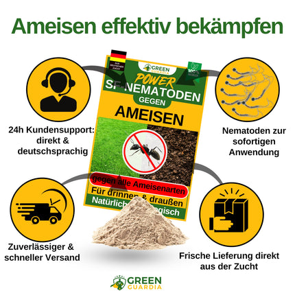 GREEN GUARDIA Super SF Nematodes pret skudrām – 10 miljoni uz 20 m² – Bioloģisks līdzeklis efektīvai skudru apkarošanai – Videi draudzīgs, bez ķimikālijām, viegli lietojams