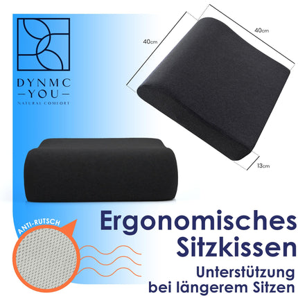 Ērts paaugstinātais sēdeklis pieaugušajiem un bērniem - ļoti labi pārbaudīts [izstrādāts kopā ar fizioterapeitiem] - izmēru ziņā stabils, 13 cm biezs sēdekļa spilvens - ideāls paaugstinātais sēdeklis automašīnām (melns, 40 x 40 x 13 cm)