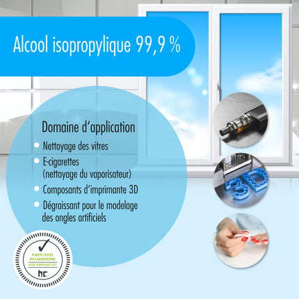 Izopropanols 99,9% IPA no Höfer Chemie, svaigi pildīts ērtās 1 l pudelēs - lieliski piemērots kā šķīdinātājs un tauku noņēmējs (3 x 1 l)