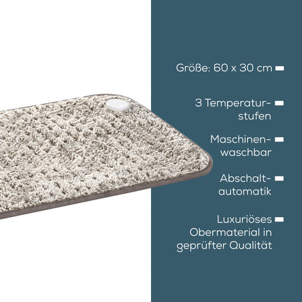 Beurer sildīšanas paliktnis HK 123 XXL Nordic, mīksts sildīšanas paliktnis ar 3 temperatūras iestatījumiem un automātisku izslēgšanos, mazgājams veļas mašīnā, ražots Eiropā, XXL formāts 60 x 30 cm, kažokādas izskats