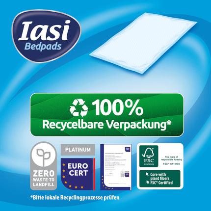 IASI gultas paliktnis, vienreizlietojamais gultas šķērsstienis 60x90, Maxi Plus absorbcijas spēja, smakas kontroles tehnoloģija, bez smaržas, 15 iepakojumā