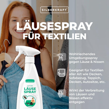 Silberkraft utu aerosols tekstilizstrādājumiem, vides aerosols, Lice-Ex aerosols videi, līdzeklis pret gnīdām, ar citrona aromātu (500 ml)